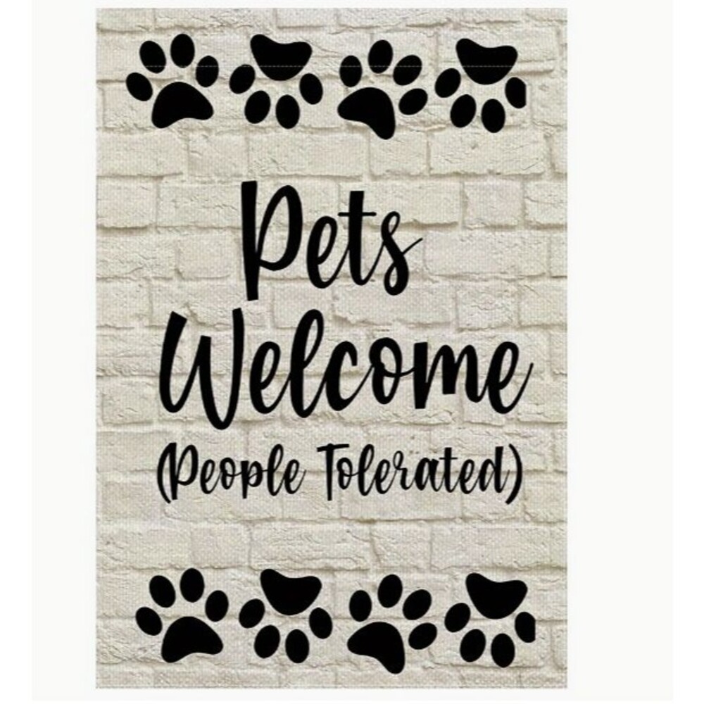 Garden Flag 12x18in Double-sided Burlap Pets Welcome People Tolerated